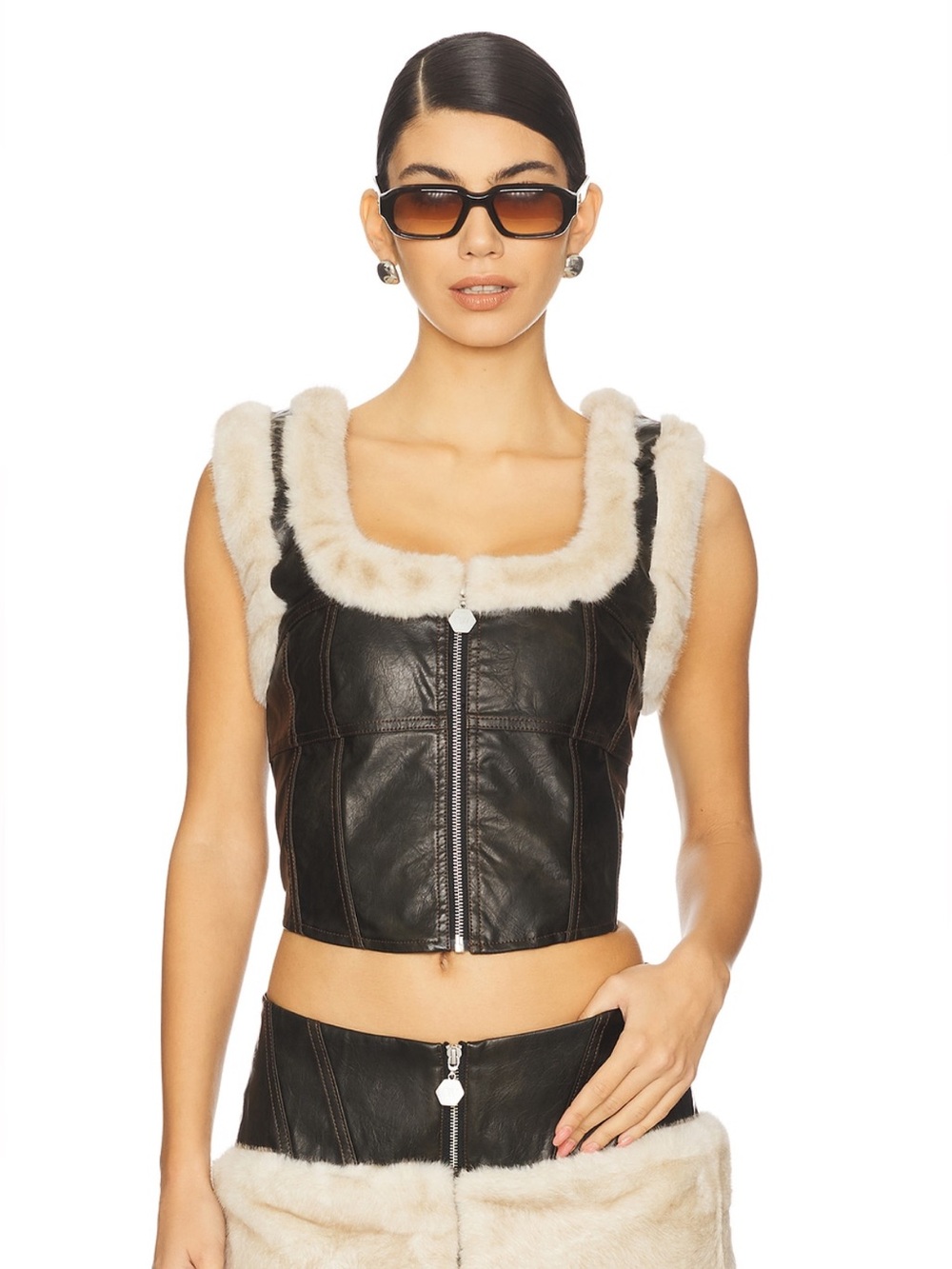 NWT OW Collection Faux Fur Trim Top